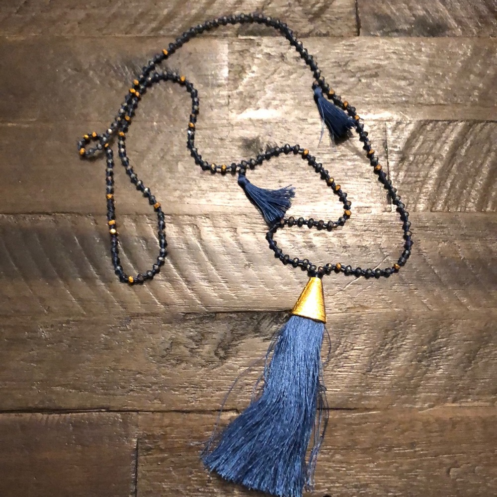 Long beaded tassel pendant necklaces by Miami based designer Mare Sole Amore.